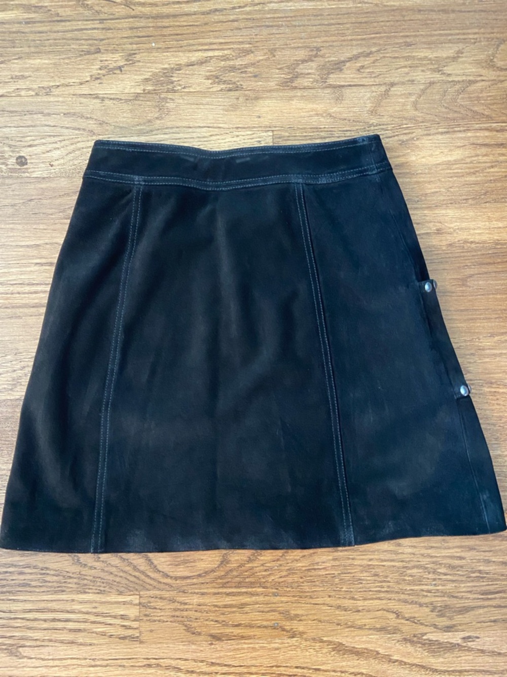 Golden Goose Black Suede Studded Button-Front Mini Skirt - Picture 3 of 9